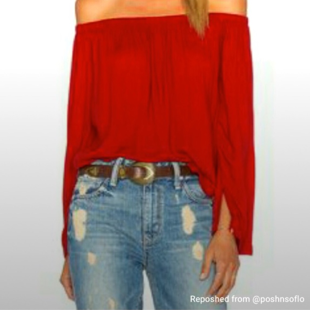 Bella Dahl Off Shoulder Red Blouse